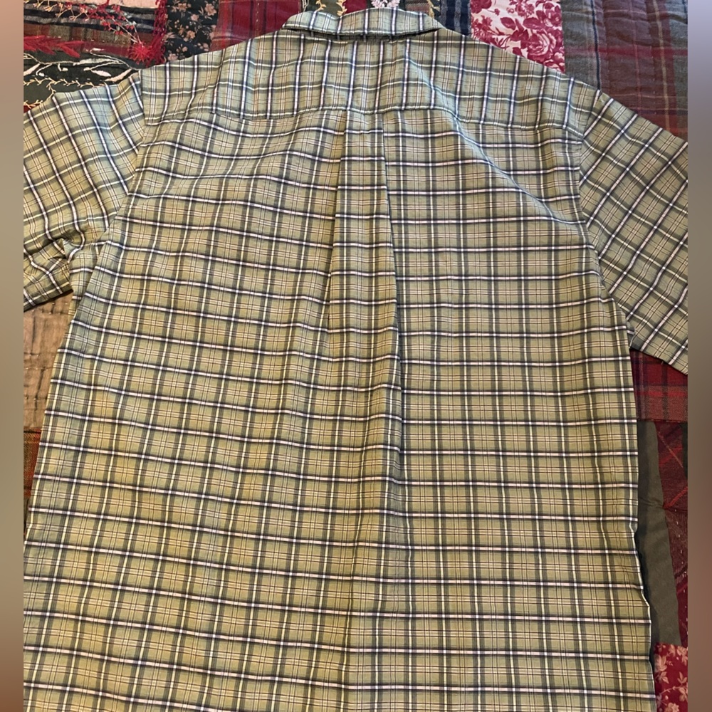 NWT Eddie Bauer UPF 30 Olive & Navy Plaid Short-Sleeve Shirt - Picture 5 of 6